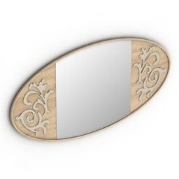 Miroir ovale avec motif sculpté modèle 3D