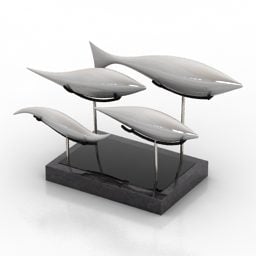 Model 3d Pinggan Makan Hiasan Ikan Patung