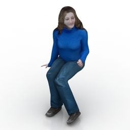 Keski-ikäinen nainen hahmo istuva 3d-malli