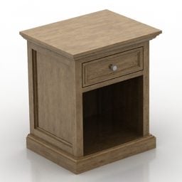 Mesa de cabeceira em madeira marrom Modelo 3D