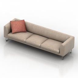 米色软垫沙发带坐垫3d模型