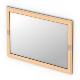 Espejo con marco de madera rectangular modelo 3d