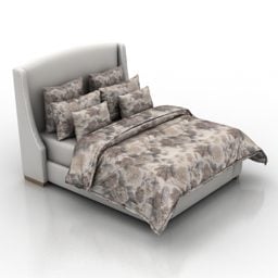 3д модель Винтажной текстурной кровати с одеялом