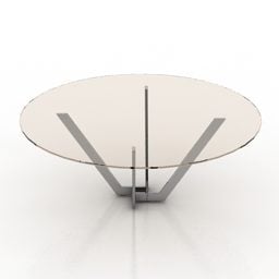Kulatý konferenční stolek sklo Iron Material 3D model