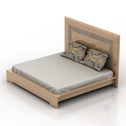 Podwójne łóżko z litego drewna w nowoczesnym stylu Model 3D