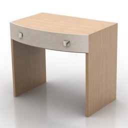 Table en bois minimaliste avec étagère modèle 3D