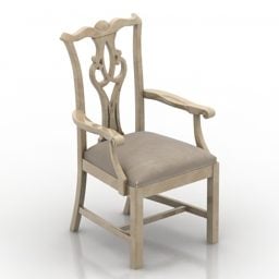 كرسي خشبي بذراعين على الطراز الريفي نموذج ثلاثي الأبعاد