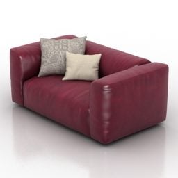 Fioletowy skórzany fotel z poduszką Model 3D