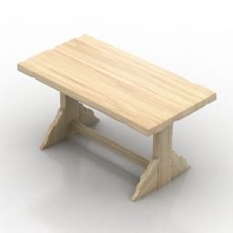 Modelo 3D de móveis de mesa de madeira para exteriores