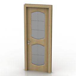 Marco de puerta de madera con vidrio modelo 3d