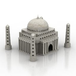 דגם תלת מימד של בניין מקדש טאג' מאהל