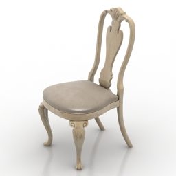 High Back Dining Chair Red Wood 3d model