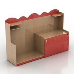 Dekoracja drewnianej szafki ściennej Model 3D