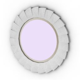 Round Mirror With Carved Frame 3d model
