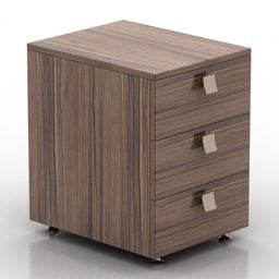Brauner Holzspind mit drei Schubladen, 3D-Modell
