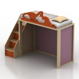 3D model dětského pokoje s patrovou postelí
