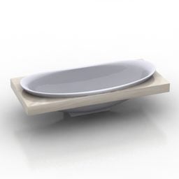 Ovales Waschbecken, einfaches Sanitär-3D-Modell
