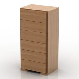 Prosta drewniana szafka z wieloma szufladami Model 3D