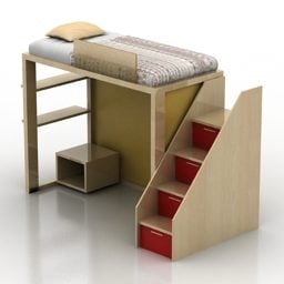 Bunkbed With Stair 3d model