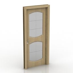 Puerta de madera Panel de vidrio borroso Interior Modelo 3d