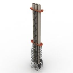 Savupiippu Metallimateriaali 3D-malli