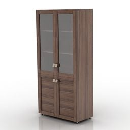 Librería de madera con puerta de cristal modelo 3d