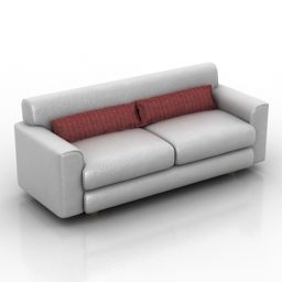 Sofá de tecido marrom com dois lugares modelo 3d