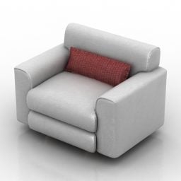 Single Armchair White Upholstered 3d model