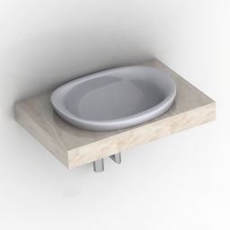 Oval Sink On Marble Deck 3d model