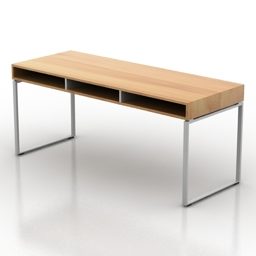 Mesa de madeira minimalista com prateleira Modelo 3D