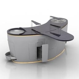 Modello 3d dell'isola del mobile basso della cucina