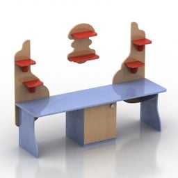 Kid Table With Shelf Decoration 3d model