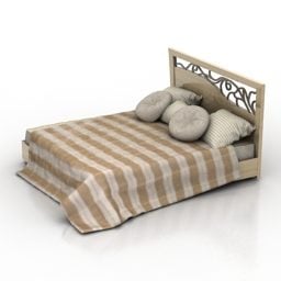 Upholstery Bed With Carved Frame 3d model