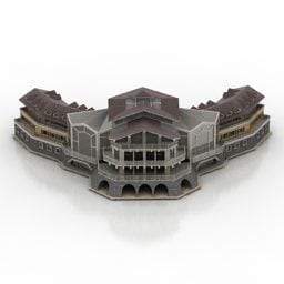 3D-Modell des asiatischen Marktgebäudes