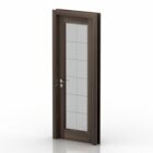 Puerta de madera marrón con panel de vidrio