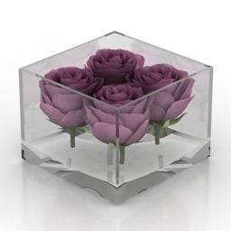 ดอกไม้ในกล่องน้ำแข็งตกแต่งแบบจำลอง 3 มิติ