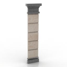 Modello 3d in stile antico con colonna pilastro