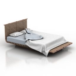 Modelo 3D de estilo moderno com cama de solteiro