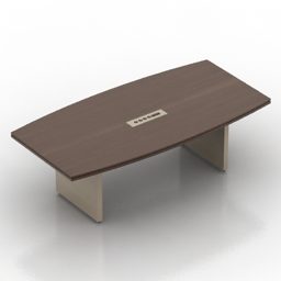 Steel Table Curved Shape With Drawers 3d model