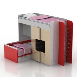 Skládací skříňka na postel Kombinovaný 3D model