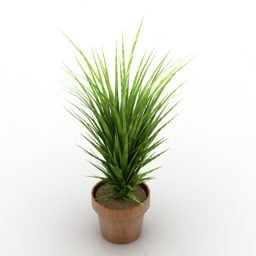 3д модель растения в горшке с травой