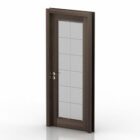 Wood Door With Blur Glass Panel