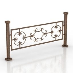Wrought Iron Fence Curved Middle Shape 3d model