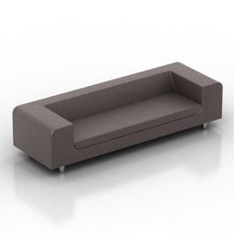 Brown Fabric Sofa Two Seats 3d model