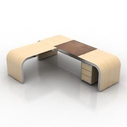 カーブエッジテーブル L 型 3D モデル