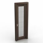 Brown Wood Door With Blur Glass Inner