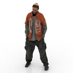 3D модель персонажа стоящего молодого человека