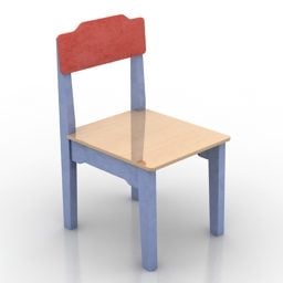 كرسي خشبي لأثاث الروضة نموذج ثلاثي الأبعاد