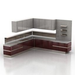 Mueble de cocina de esquina L modelo 3d