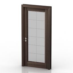 דגם תלת מימד של מסגרת עץ חומה עם דלת יחיד